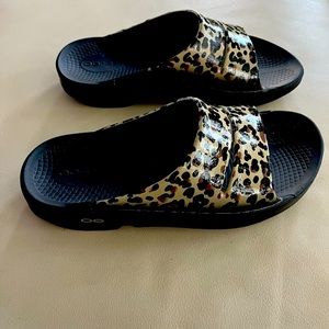 Oofas recovery sandal for women/animal print; size 8; worn inside twice